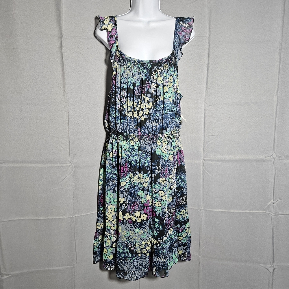 Old Navy Floral Sheer Ruffle Sleeve Scoop Neck Stretch Waist Summer Midi NWT XL